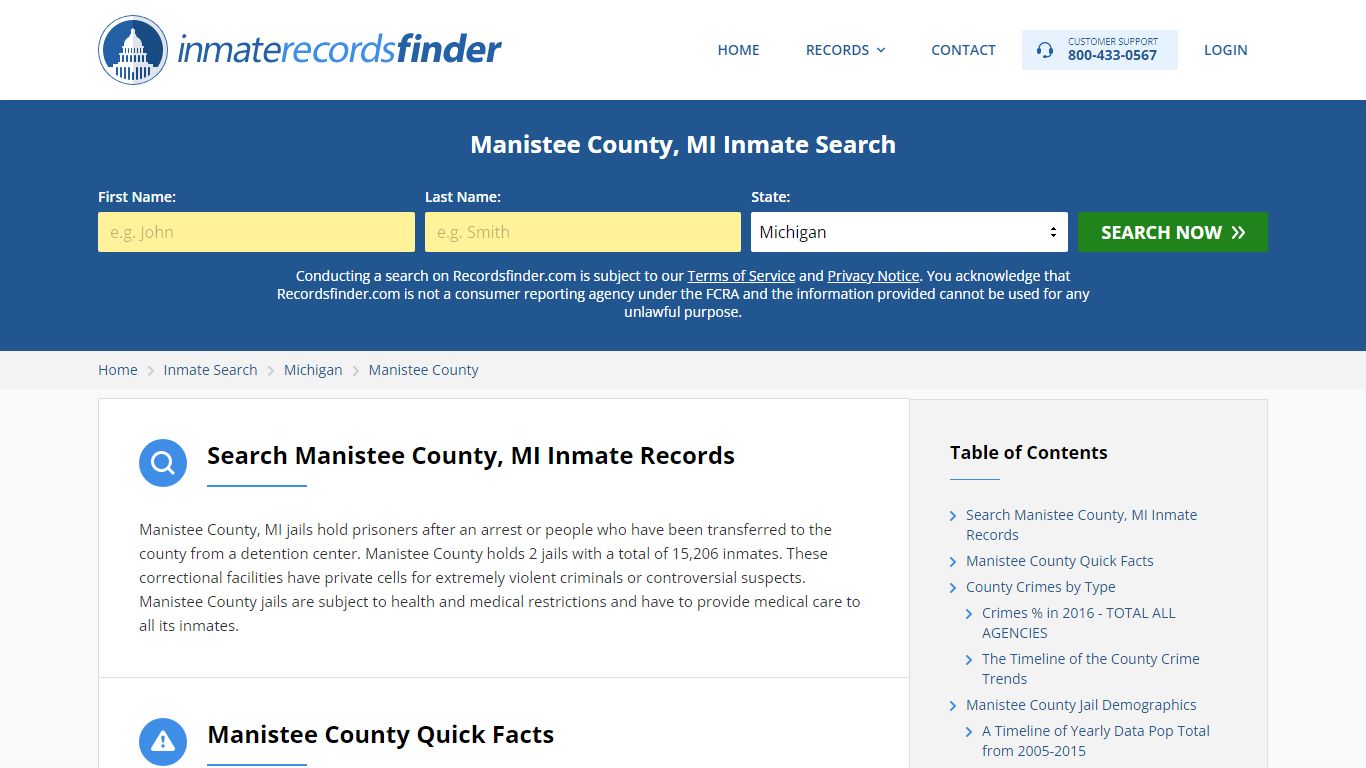 Manistee County, MI Inmate Lookup & Jail Records Online